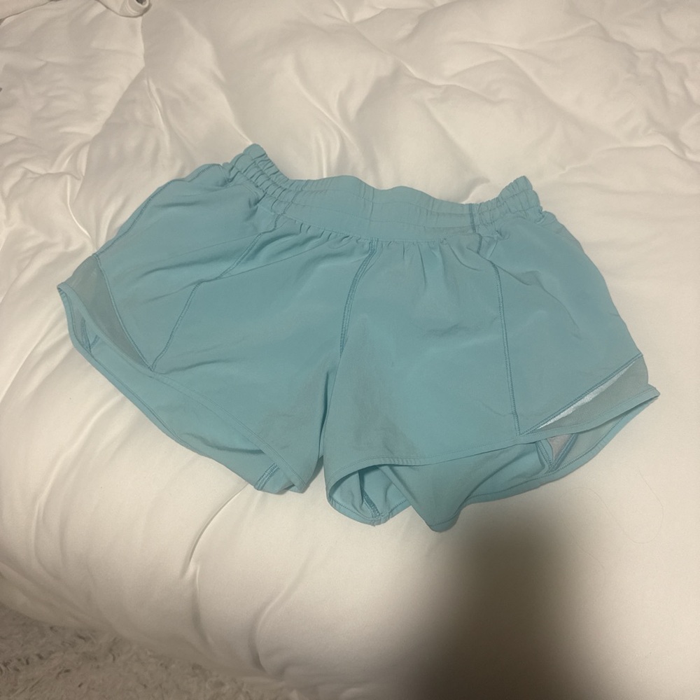 Pretty blue color lululemon hotty hots shorts size 6 and 4 inch (no tag!!)
